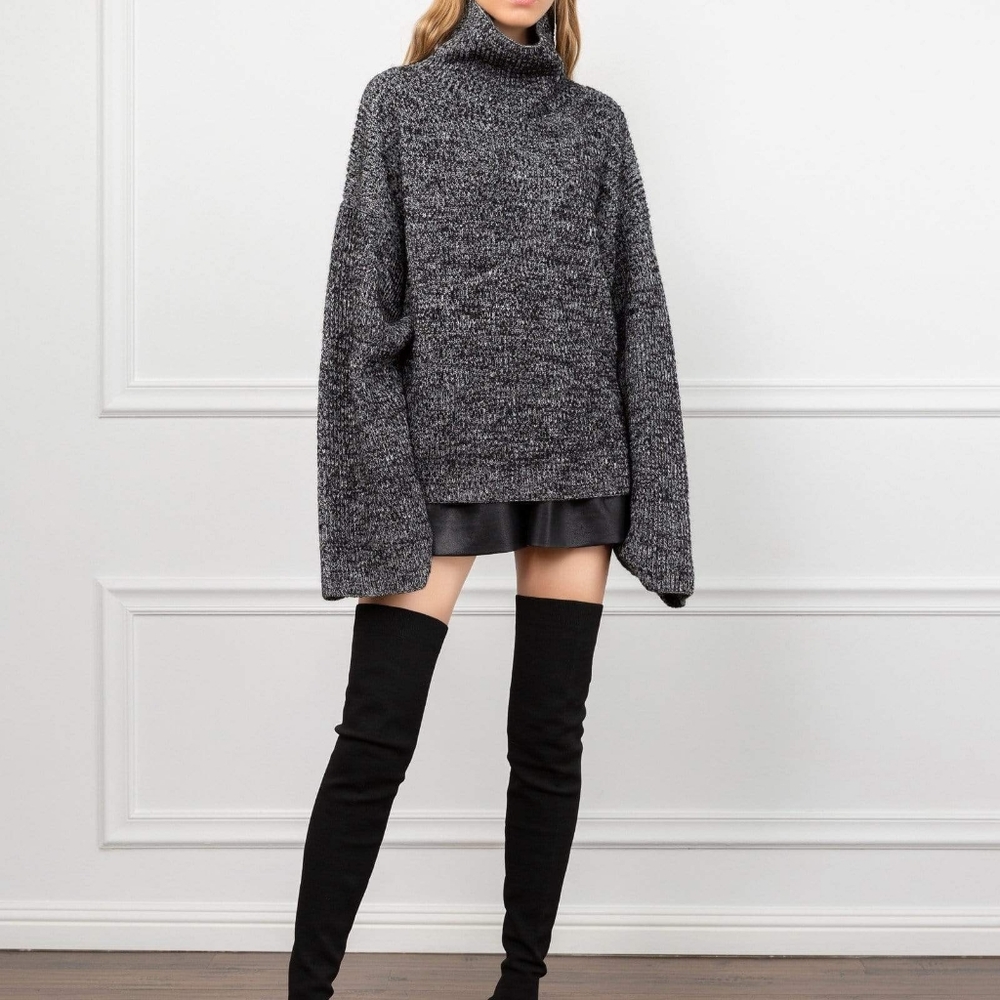 NWOT J.ing Black Knit Cape Sweater size M/L